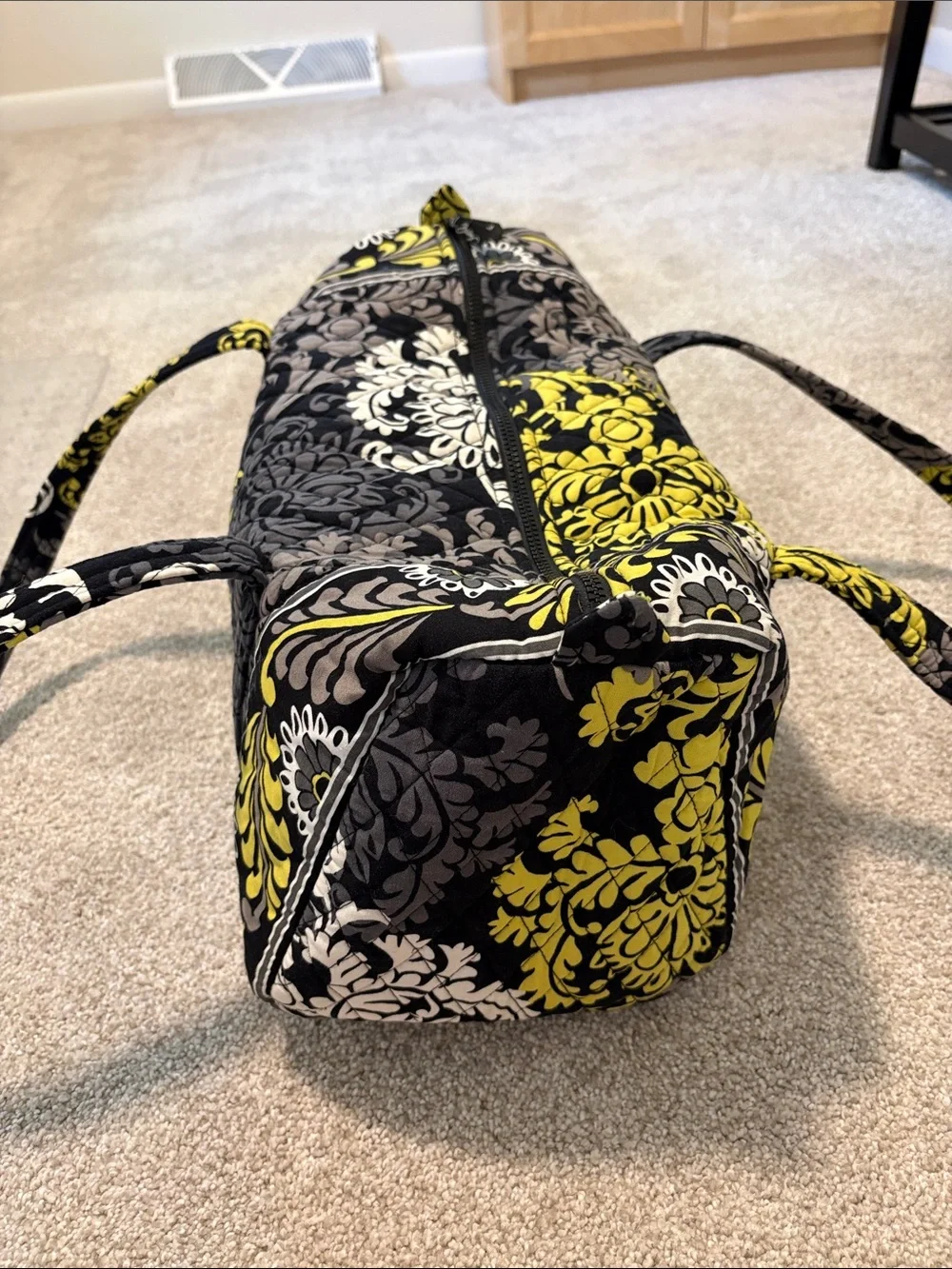 Quilted Vera Bradley Floral Bag in Yellow & Black - Shoulder Tote
